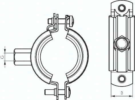 Rohrschelle 130 - 137mm,Stahlverzinkt mit Einlage, FISCHER Rohrschellen