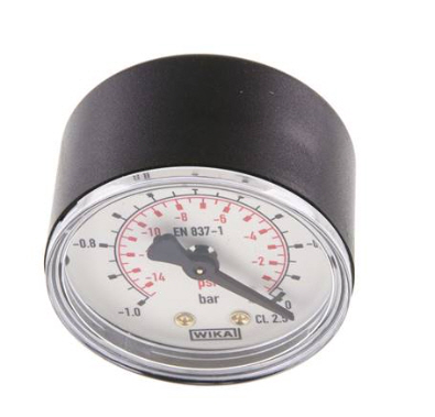 Manometer waagerecht (KU/Ms),50mm, -1 bis 0 bar, G 1/4" Standard waagrecht