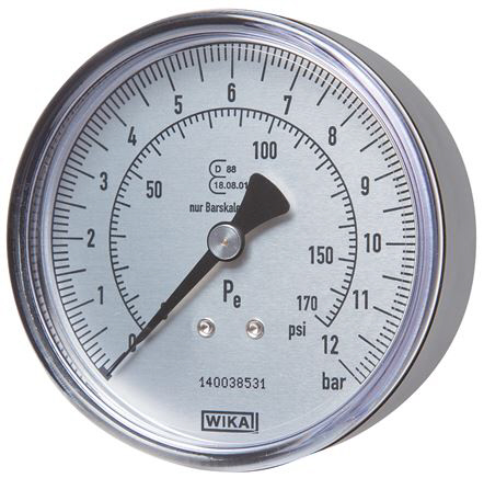 Manometer für Handreifenfüller 80mm, 0 - 12bar, R 1/4" Manometer für Handreifenfüller