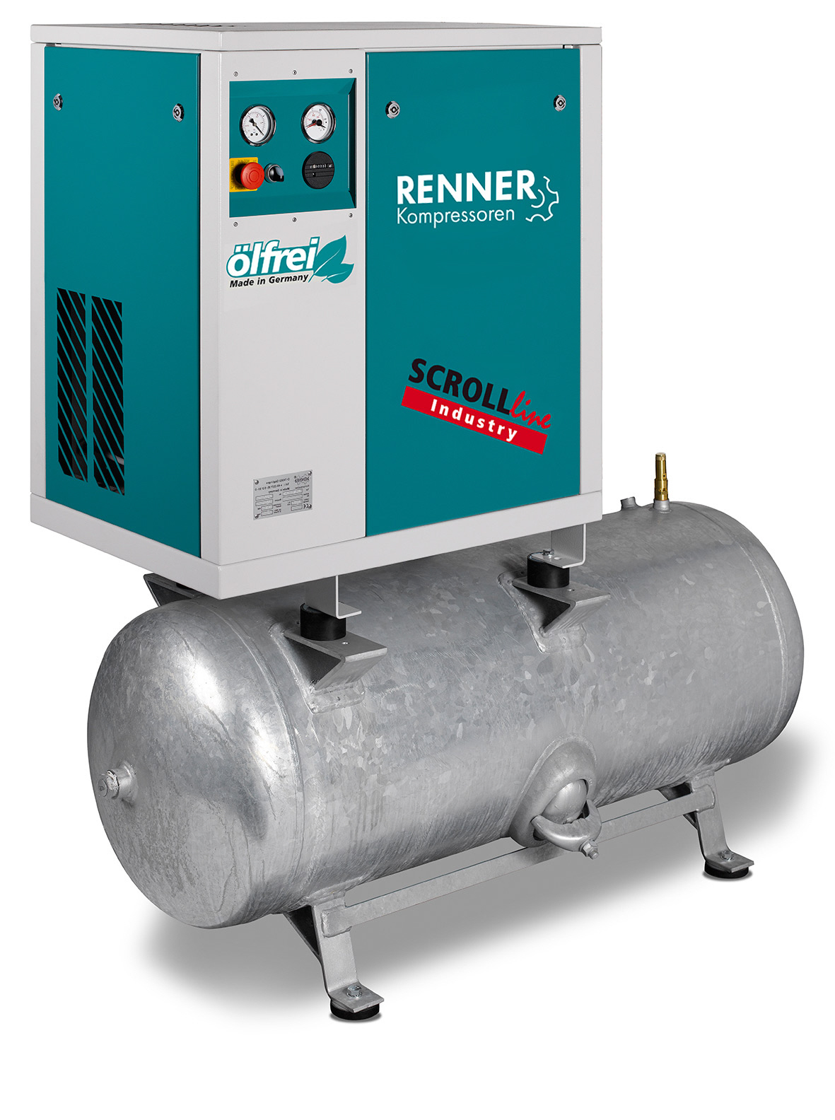 RENNER SCROLL-Kompressor SLD-I 1,5 mit verzinktem 250 Liter Druckluftbehälter Stationäre ölfreie Kompressoren