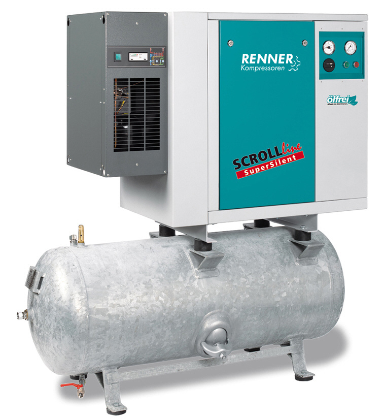 RENNER SCROLL-Kompressor SLDK-S 3,7/ 10 bar/ 360 l/ min/ 250 l Behälter Stationäre ölfreie Kompressoren