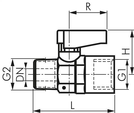 Messing-Minikugelhahn Rp 3/8"-R 3/8" (AG), PN 20 Mini-Kugelhähne