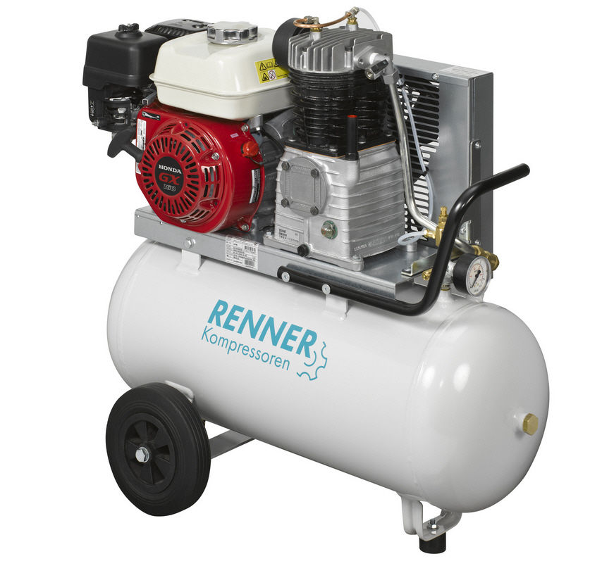RENNER Kolbenkompressor REKO 560/90 VM mit Honda Benzinmotor mit Benzinantrieb