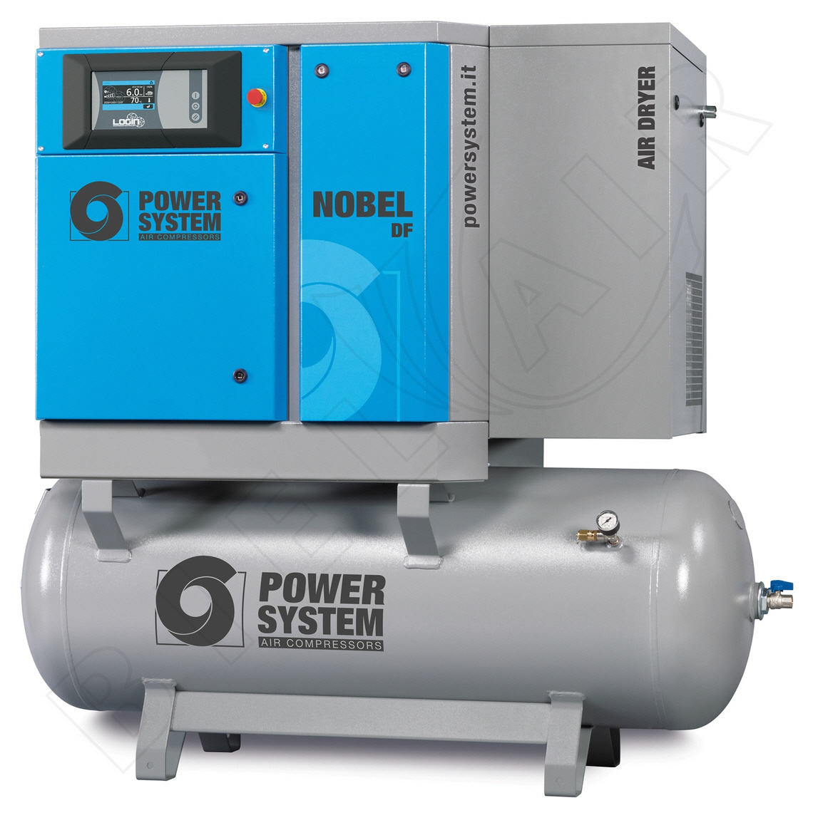 POWERSYSTEM Schraubenkompressor NOBEL 5.5-10 270 DF (IE3) LOGIN Standard mit Behälter und Kältetrockner