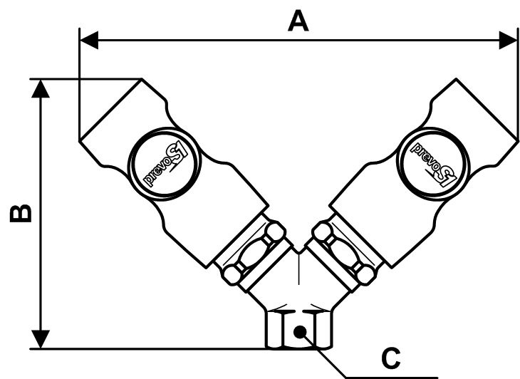 Prevost Sicherheitskupplung Y-Verteiler mit Innengewinde und 2 Kupplungen Nennweite 7,4 (Standard)