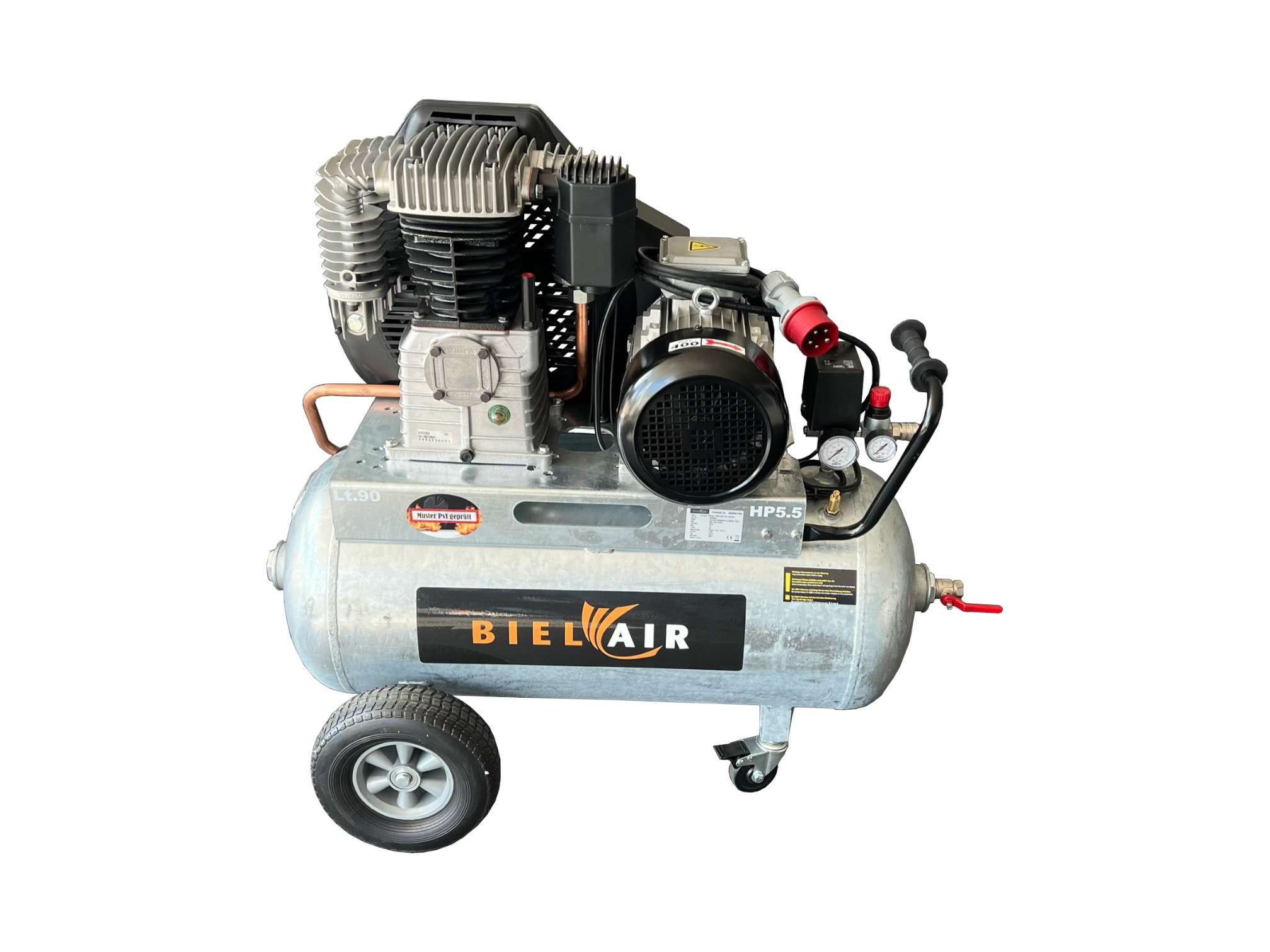 BIELAIR Kolbenkompressor Leon 520 V fahrbarer Industrie-Kompressor 400V | 4KW | 10bar | 520l/min. Kolbenkompressoren
