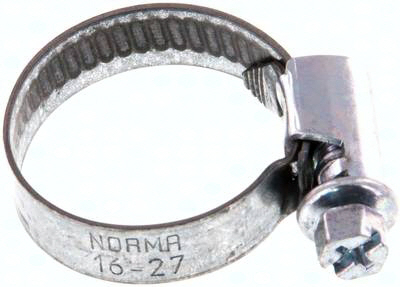 9mm Schlauchschelle 16 - 27mm, Stahl verzinkt (W1) (NORMA) Schneckengewinde