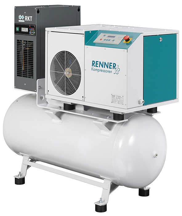 RENNER Schraubenkompressor RSDK-B ECN 11,0 Standard mit Behälter und Kältetrockner