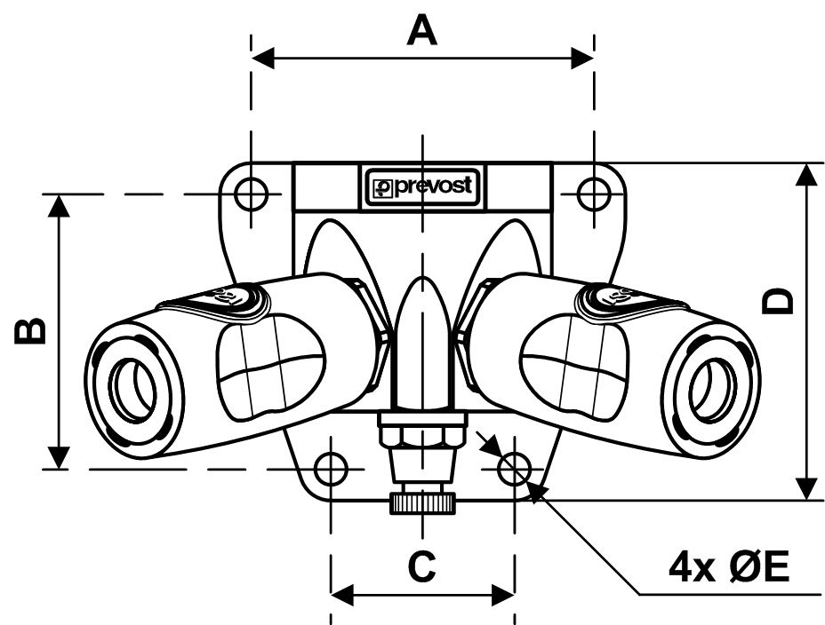 Prevost Rohrleitungsdose Innengewinde - 2 Kupplungen und Ablass - Durchgang 7,4 mm G 3/4 Nennweite 7,4 (Standard)
