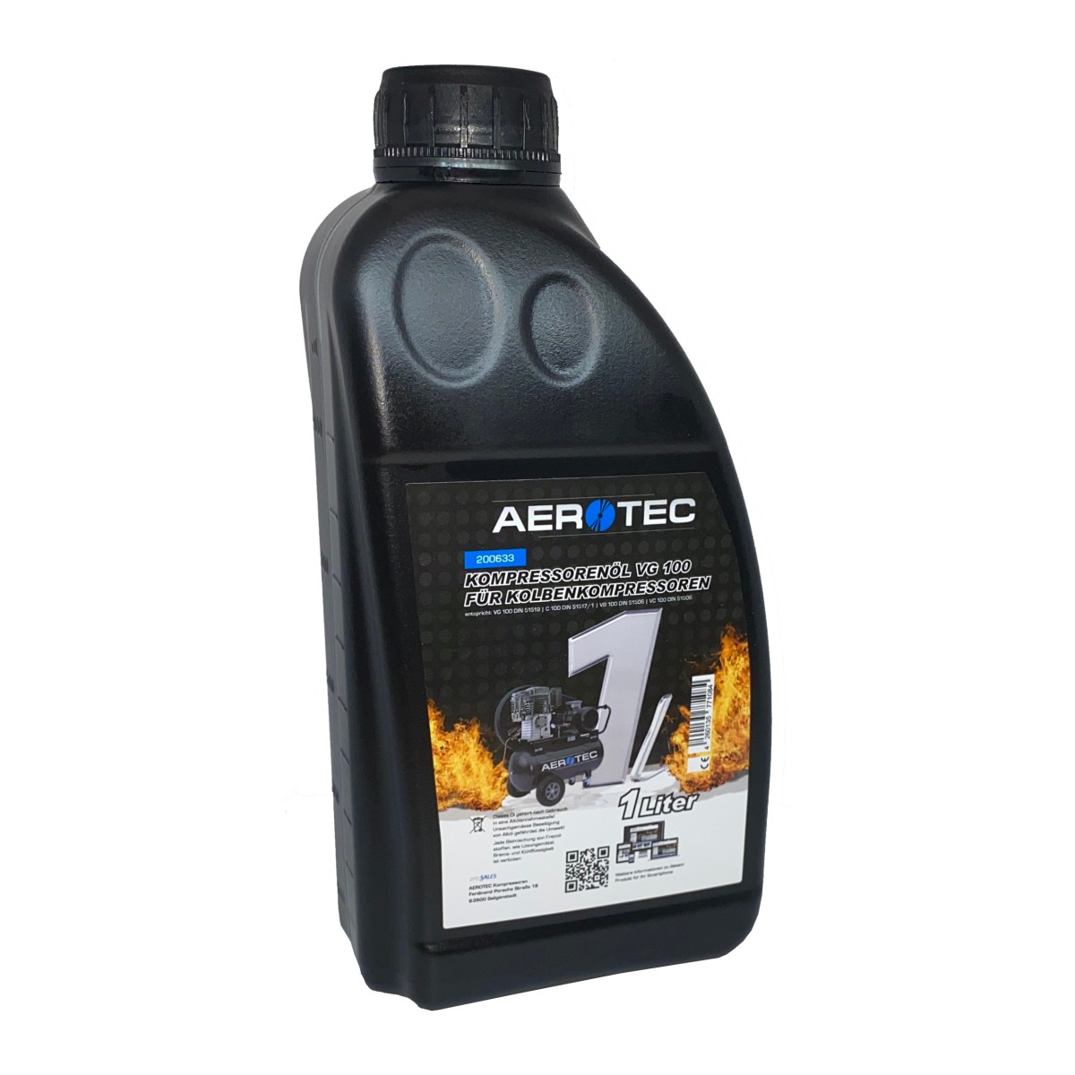 AEROTEC Kompressorenöl VG 100, 1 Liter | Hochwertiger Schmierstoff Kompressorenöl