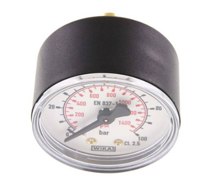 Manometer waagerecht (KU/Ms),50mm, 0 - 100 bar, G 1/4" Standard waagrecht