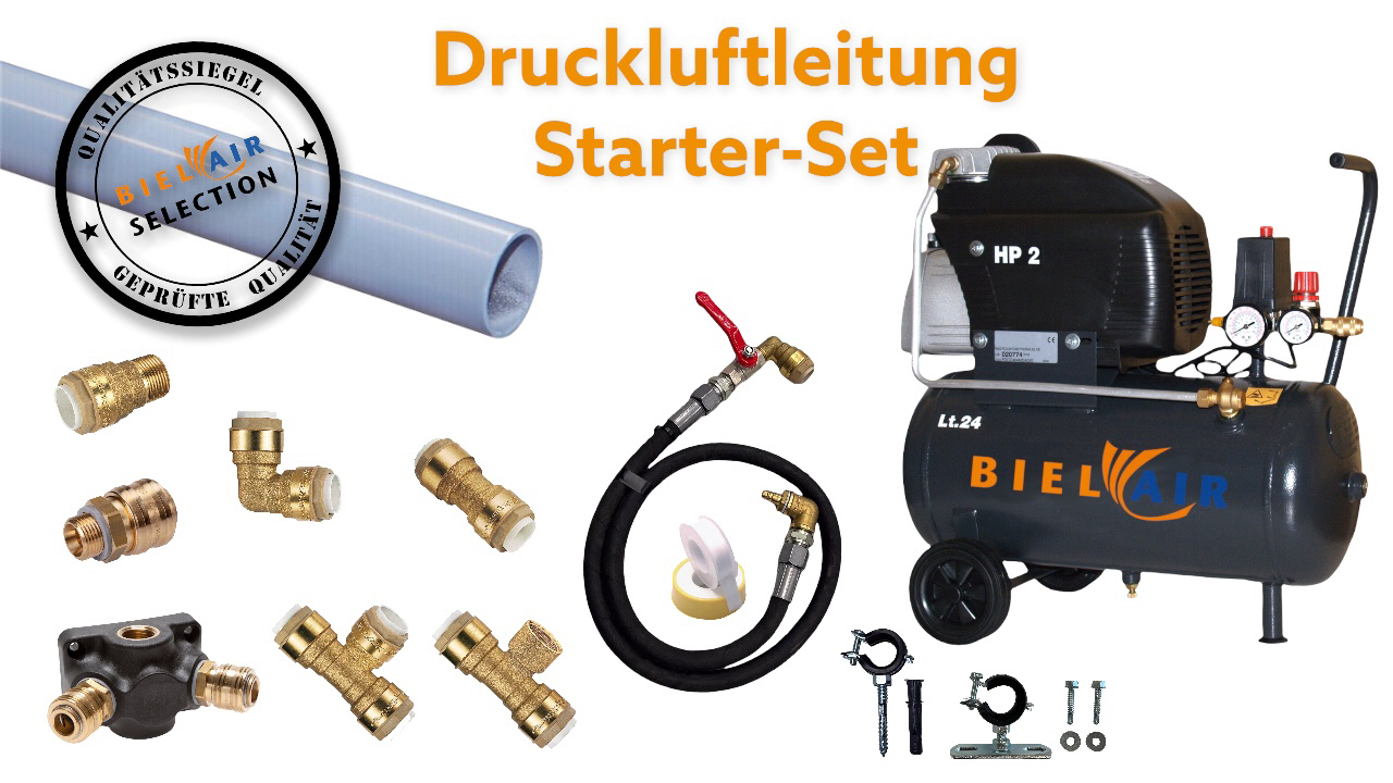 Druckluftleitung Starter-Set STANDARD BielAir - Das DIY Pressluftset für Ihre Werkstatt Aktionen